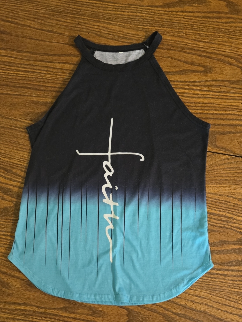 Women's Faith Graphic Halter Tank Top - Black & Teal
